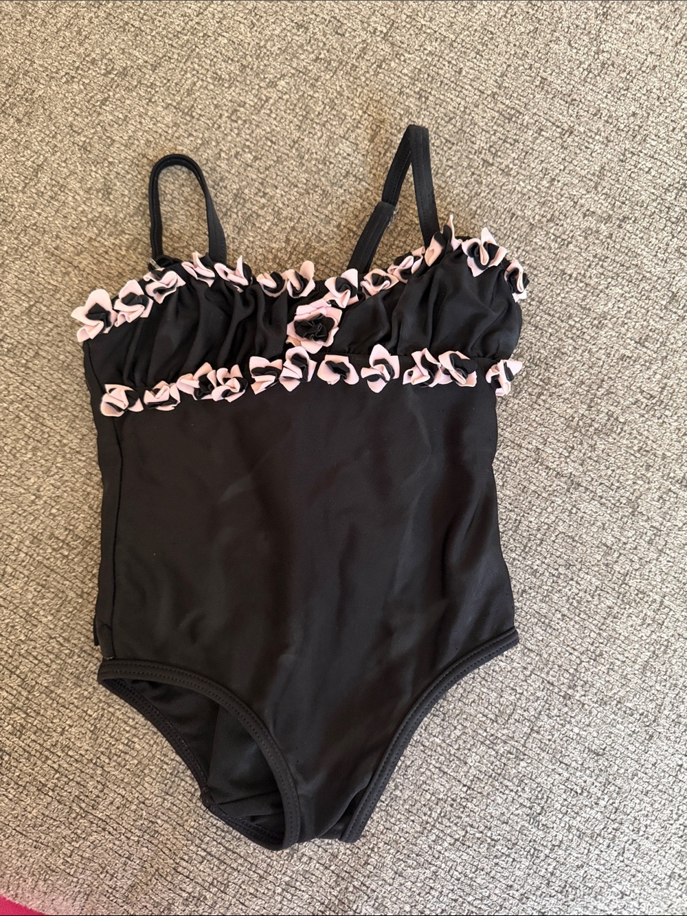 Juicy Couture Black One-Piece Swimsuit with Pink Ruffle Trim